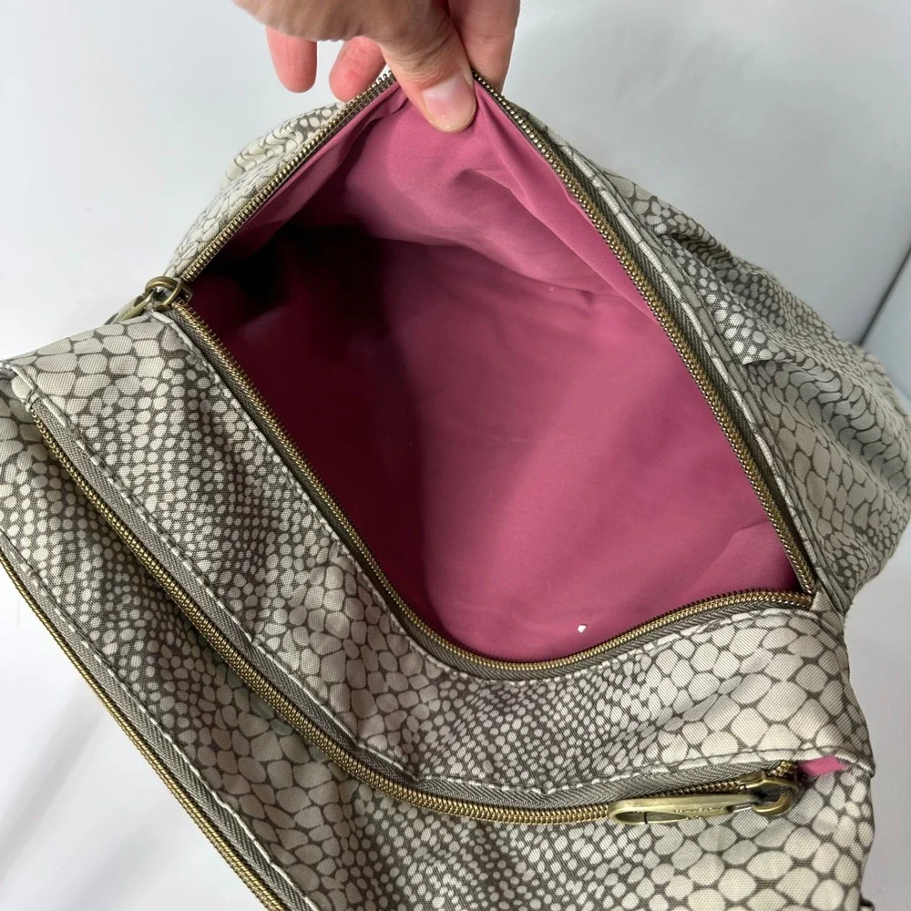 Travelon Snakeskin Print Crossbody Bag Anti-Theft RFID Shielded Gray Adjustable